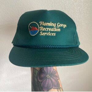 Vintage Flaming Gorge Recreation services 5 panel flat brim adjustable snap back
